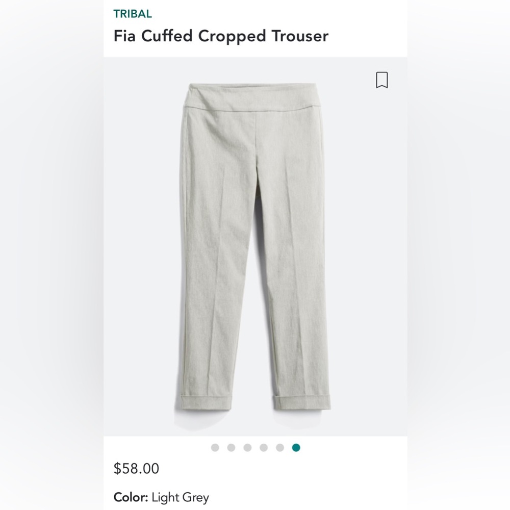 Tribal Fia Cuffed Cropped Trouser in Light Grey size 16 with stretch